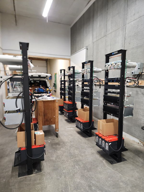 Equipment racks being assembled in the RCM workshop